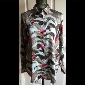 Banana Republic Long Sleeve Banana Leaves Blouse